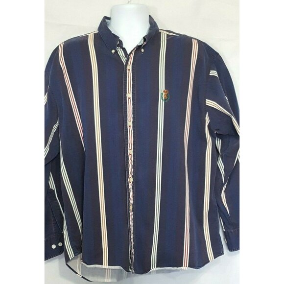 Ralph Lauren Chaps shirt Vintage XL long sleeve button front striped blue - Picture 8 of 8